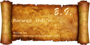 Baronyi Irén névjegykártya